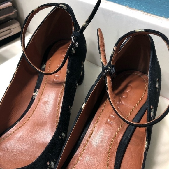 Coach black Ankle Strap Pump With Prairie Print floral chunky heel - Picture 15 of 16